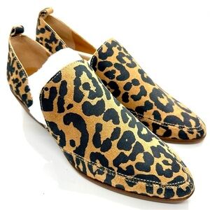 LUCKY Brand Leather Suede Leopard Loafers 10 M